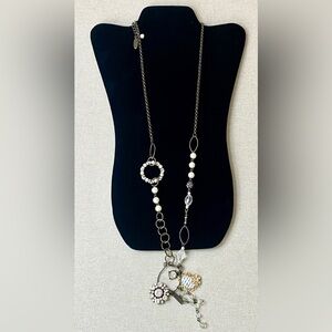 Plunder Silver and White Charm Necklace